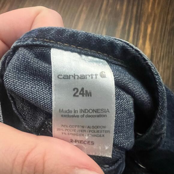 Carhartt Girls Denim Pink Tractor Overalls Size 24m - Picture 4 of 4